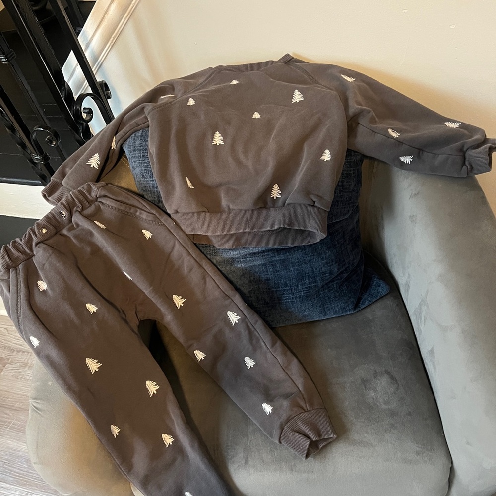 Kids Grey Tree Print Sweatpants Set